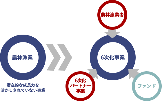 潜在的な成長力を活かしきれていない事業 農林漁業 農林漁業者 6次化パートナー事業 ファンド 6次化事業